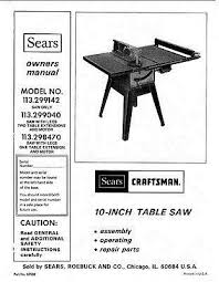 C 1977 Craftsman 113 299142 113 299040 113 299470 10 Table Saw Manual Craftsman Table Saw Sears Craftsman Table Saw
