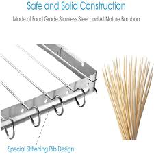Maybe you would like to learn more about one of these? Stainless Steel Barbecue Skewer Shish Kabob Set 6pcs 13 L Skewer And Foldablegrill Rack Set Bonus Of 50pcs12 5 L Bamboo Skewers Overstock 33137869
