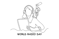 un seul animateur radio dessinant une ligne parle dans le ...