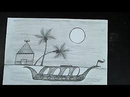 Scenery Drawing For Onam Festival Onam Festival Drawing Onam Pencil Drawing Onam Drawing Youtube Drawings Pencil Drawings Blue Sky Wallpaper