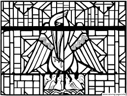 Free coloring sheets are enjoyable art actions for children and adults! Adult Stained Glass Pelican Church Arthon En Retz France 20th Complex Version Coloring Pages Printable
