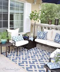 Our Blue Balcony Centsational Style Backyard Furniture Patio Furniture Layout Outdoor Rugs Patio