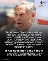 BREAKING: Texas Governor Greg Abbott deploys the nuclear option for his  MAGA cult leader Donald Trump and orders the arrest of the Democrats who  are opposing his shocking gerrymandering scheme. And it