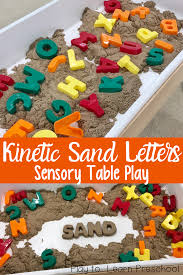 Kinetic Sand Letter Molds Literacy At The Sensory Table Sensory Table Toddler Sensory Bins Toddler Sensory
