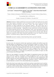 Malaysia automotive market overview for 2018indonesia automotive industry outlook 2019. Pdf Ethical Leadership In Automotive Industry