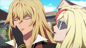 Anime lesbian kiss gif