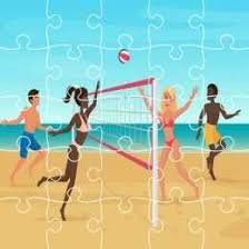 لعبة تركيب صور مباراة كرة الشاطئ Beach Volley Ball Jigsaw Basketball Court Sports Games