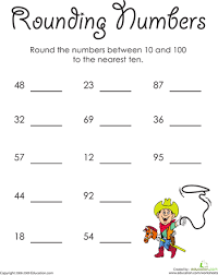 To The Ten Rounding Numbers Worksheet Education Com Rounding Numbers First Grade Math Worksheets Math