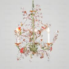 Pastoral 3 Light Botanical Crystal Small Bathroom Chandeliers