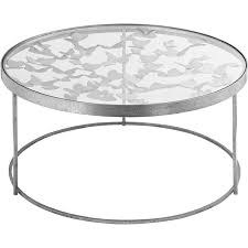 Silver, round, coffee tables : Meridian Furniture Butterfly Round Silver Foil Glass Top Coffee Table 471 C