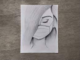 رسم بنات رسم بنت ترتدي كمامة art female sketch