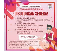 Lowongan kerja bumn terbaru lulusan sma sederajat hingga lulusan s1 berbagai jurusan, update setiap hari, cek dan daftar temukan pekerjaan impianmu! Lowongan Kerja Guru Di Sekolah Tiara Nirwana Kerobokan Ringtimes Bali