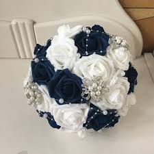 Shop floral supplies 125+ varieties, colors white to purple for your pinterest board Navy And White Roses Bridal Bouquet Artificial Blue Flower Bouquet Vanrina