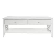 Espresso large rectangle wood coffee table with drawers. Stylewell Oakley Rectangular White Wood 2 Drawer Coffee Table With X Side Detail 47 27 In W X 17 72 In H Home Depot