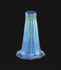 Ending today at 2:15pm pst 10h 58m. Blue Iridescent Lily Art Glass Shade 08915 B P Lamp Supply