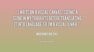 I write on a visual canvas, &#39;seeing&#39; a scene in my thoughts before ... via Relatably.com