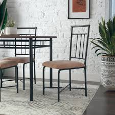 You can paint them in a solid color, or paint the legs or base one color and the seat another shade. Mainstays Louise Traditional 5 Piece Wood Metal Dining Set Deep Walnut Walmart Com Walmart Com