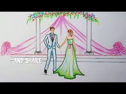 How To Draw A Beautiful Couple In Wedding Ceremony Step By Step Beautiful Couple Drawings Ceremony