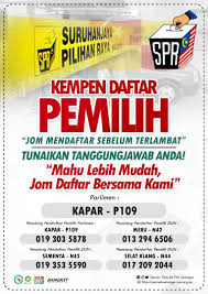 Pendaftaran mengundi, daftar pemilih, bagaimana hendak daftar undi? Info Bukit Kapar Kelayakan Mengundi Rakyat Malaysia Berumur 21 Thn Dan Ke Atas Cara Pendaftaran Pejabat Pos Malaysia Berkomputer Online Di Laman Web Spr Https Mysprdaftar Spr Gov My Individu Perlu Hadir Sendiri Ke