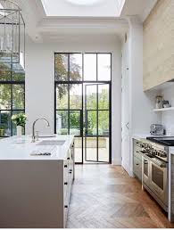 Large Bright Kitchen With Industrial Style Windows Modern Victorian Homes White Modern Kitchen Stylish Kitchen