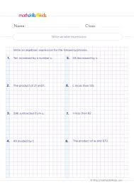 Basic 2 common scenarios that most kids will run into. 4th Grade Algebra Worksheets Pdf Expressions And Variables 4th Grade