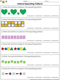 Patterns Repeating Patterns Extend Practice Sheets King Virtue Repeating Patterns Practice Sheet Math Instruction