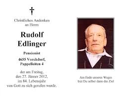 Neben seiner lebenslangen leidenschaft für den fußball sollte er zunächst . Edlinger Rudolf Totenbilder