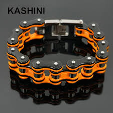 Black And Gold Motorcycle Chain Orange Bicycle Bike Bracelets Motorcycle Chain Black Bracelet Stainless Steel Biker Bike Chain Bracelet Motorcycle Chain Bracelet Motorcycle Chain
