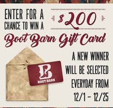 However, some boot barn deals don't have a definite end date, so it's possible the promo code will. 5 000 Holiday Sweepstakes