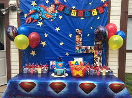 Superman Party Set Up Candy Birthday Party Superman Party Superman Birthday Party