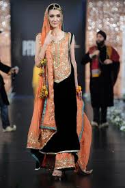 Black And Orange Dress Pakistani Pin On My Wedding Other Stuff