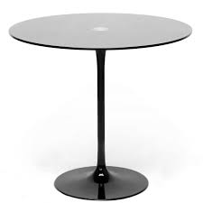 Enjoy The Simple Understated Look Of This Black Glass Bistro Table The Tables Glass And Steel Const Modern Glass Dining Table Retro Dining Table Bistro Table