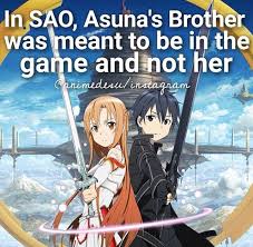 Anime Facts Sao I Don T Know If This Is A Good Thing Or A Bad Thing She Went Into The Game Instead I Mean It S Bad Tha Sword Art Online Sword Art