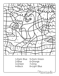 free color by number printables for kids
