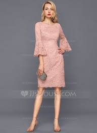Sheath Column Scoop Neck Knee Length Lace Cocktail Dress 016140380 Cocktail Dresses Jj Cocktail Dress Lace Long Sleeve Cocktail Dress Long Cocktail Dress
