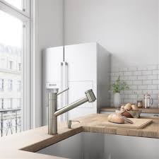 Nice low profile pull out faucet for our kitchen island. Vigo Branson Pull Out Spray Kitchen Faucet Vg02021st Rona