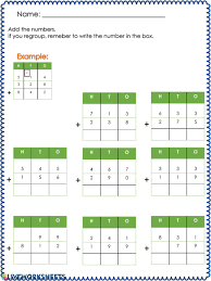744 561 1,305 + 12. Addition With Regrouping Worksheet