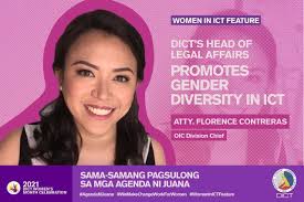 WomenInICTFeature DICT's head of legal affairs promotes gender diversity in  ICT At present, many female employees of the Department of Information and  Communications Technology (DICT) are making their own mark in the