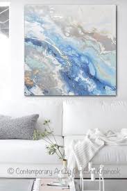 Giclee Print Art Modern Blue White Abstract Painting Marbled Blue Grey Gold Leaf Coastal Decor Beach Blue Abstract Painting Coastal Wall Art Abstract Art Painting