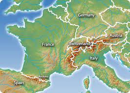 Across the alps by train a feast of scen. Map Europe Austria France Germany Italy