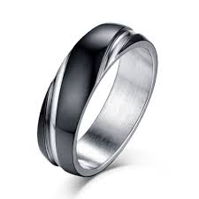 Black And Silver Titanium Steel Men S Ring Rings For Men Titanium Rings For Men Silver Engagement Rings