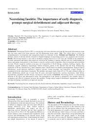 These enzymes can sometimes kill pancreatic tissue, resulting in necrotizing pancreatitis. Pdf Necrotizing Fasciitis The Importance Of Early Diagnosis Prompt Surgical Debridement And Adjuvant Therapy
