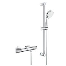 Our range of bathroom taps, showers, shower heads and kitchen mixer taps includes designs to suit all interior styles and budgets. Grohe Grohtherm 1000 Performance Thermostatic Shower Mixer With Shower Set 34783000 60cm Chrom