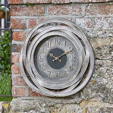 Outdoor Retro Clock Large Numeral Wall Clock For Garden Indoor Metallic Silver Outdoor Wall Clocks Garden Clocks Wall Clock