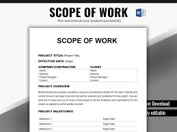 Scope of Work Template, Statement of Work, SOW Template, Project  Management, Vendor Contract, Project Scope, MS Word - Etsy