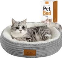 Soho Round Cat Bed With Memory Foam - Plush Orthopedic Pet Bed For Cats