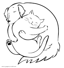 ⭐ free printable dog coloring book. Dog And Cat Sleeping Together Coloring Page Coloring Pages Printable Com