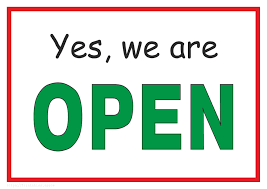 An illustration of a red sign with the text yes we are open. Yes We Are Open Free Printable Sign Free Printables