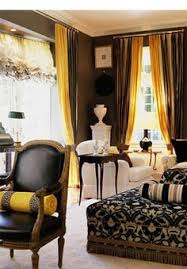 Sitting Area Black Brown Gold Brown Living Room Trendy Living Rooms Brown Curtains