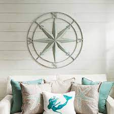 Huge 23 nautical rose compass wall clock is the perfect piece of coastal home decor. Distressed Blue Compass Wall Plaque Kirklands